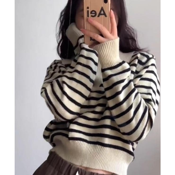 Vネックボーダー柄ニットトップス | Ulysses | 詳細画像3 