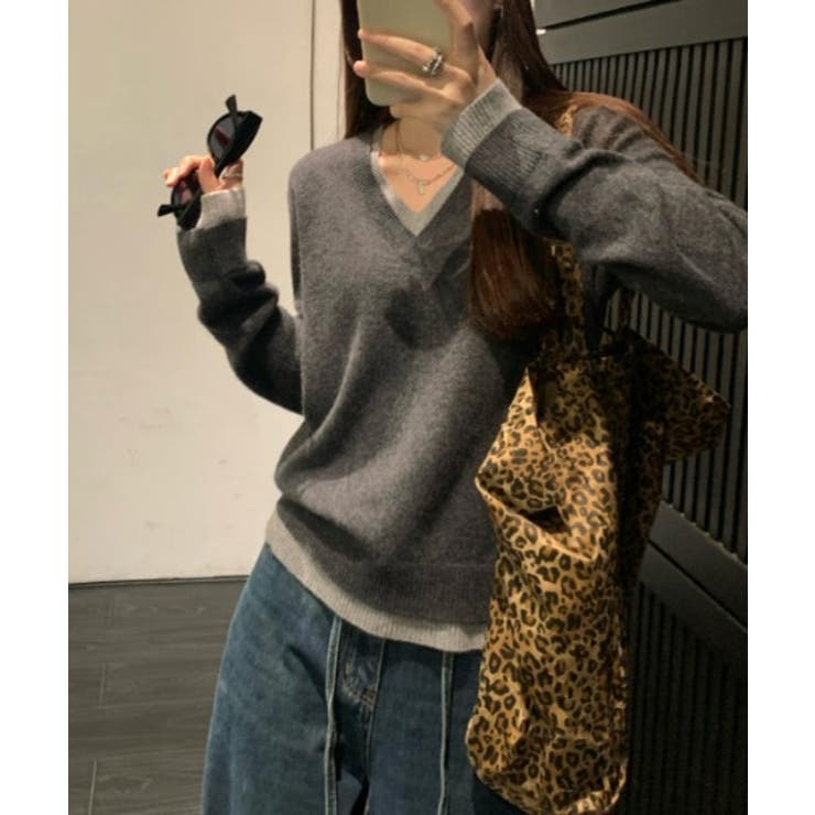 Vネック切り替えニットトップス | Ulysses | 詳細画像2 