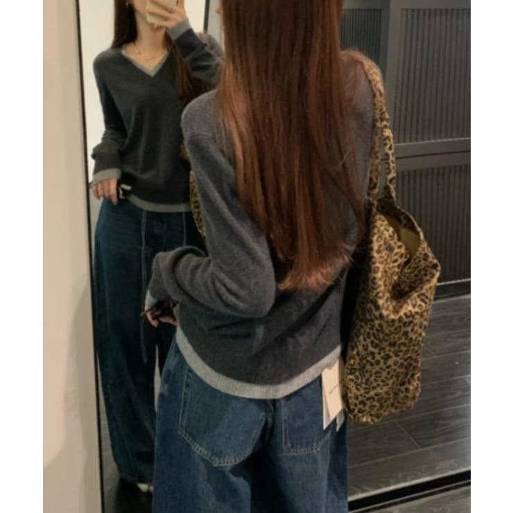 Vネック切り替えニットトップス | Ulysses | 詳細画像6 