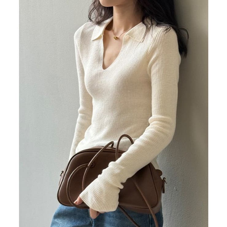 Vネック長袖ニットトップス | Ulysses | 詳細画像1 