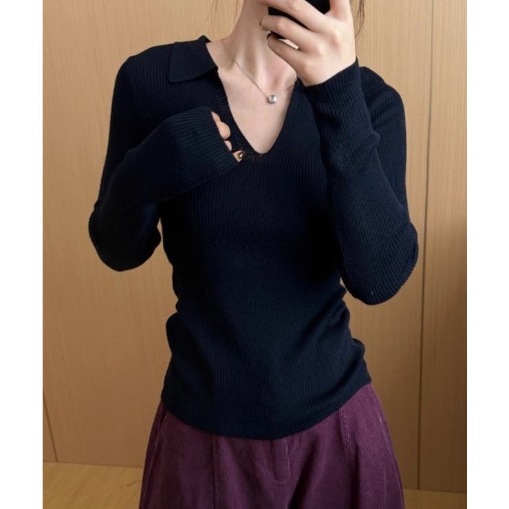 Vネック長袖ニットトップス | Ulysses | 詳細画像3 