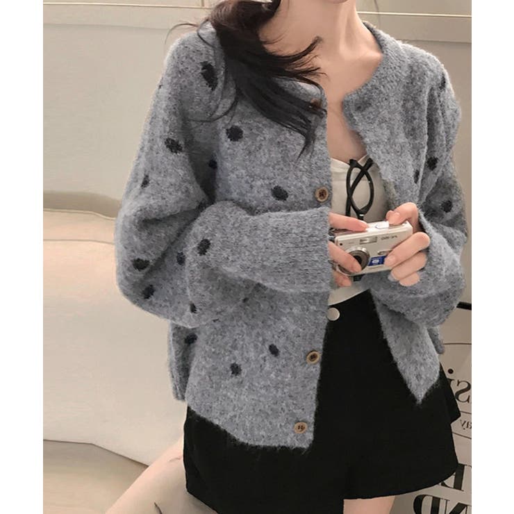 ダークグレー | クルーネックボタンでニットジャケット | Ulysses