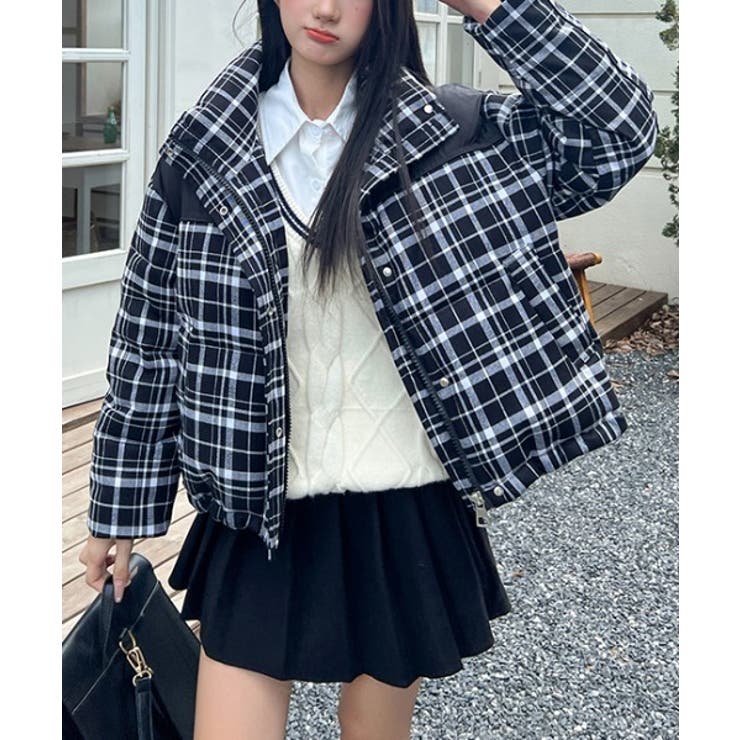 ブラック | 切り替えチェック柄ジップスジャケット | Ulysses