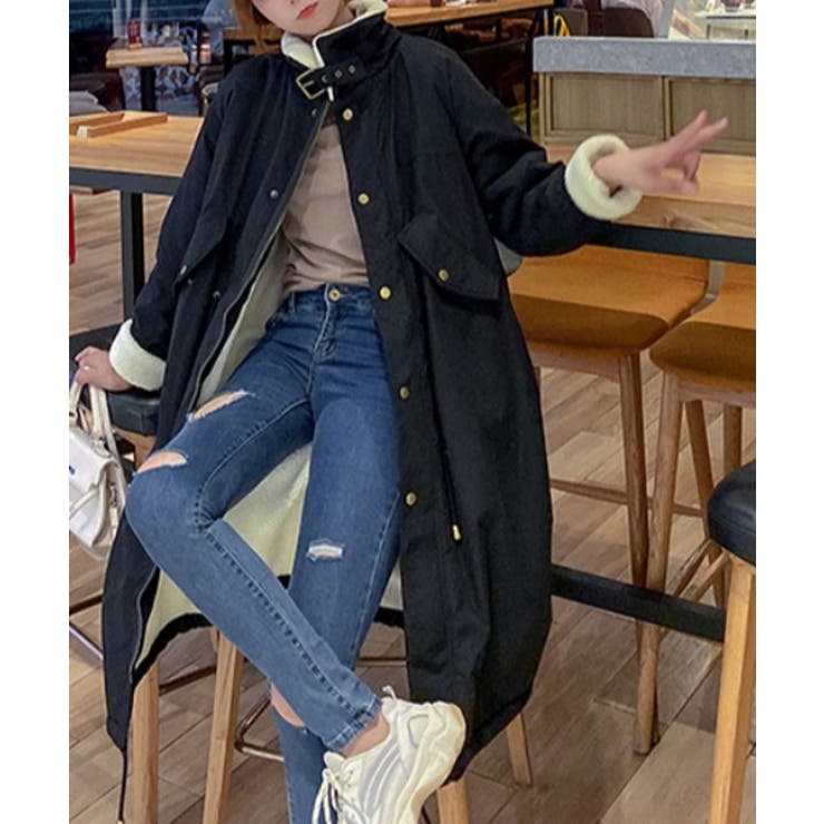 ブラック | 襟付きジップスポケットファーコート | Ulysses