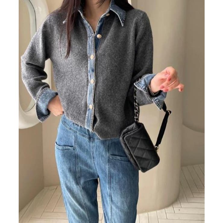 ボタンダウン切り替えボタンでニットトップス | Ulysses | 詳細画像2 