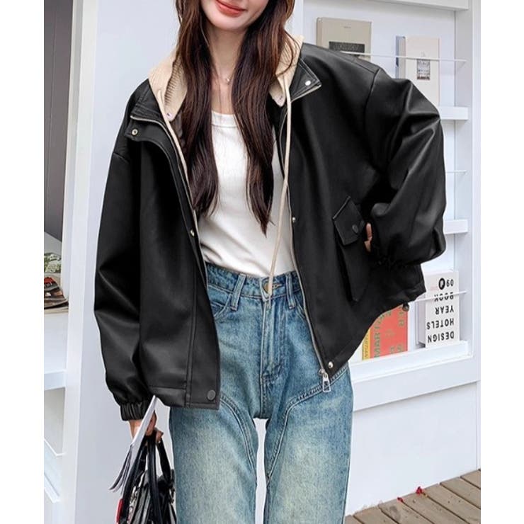 フード取り外せ合成皮革ジャケット | Ulysses | 詳細画像3