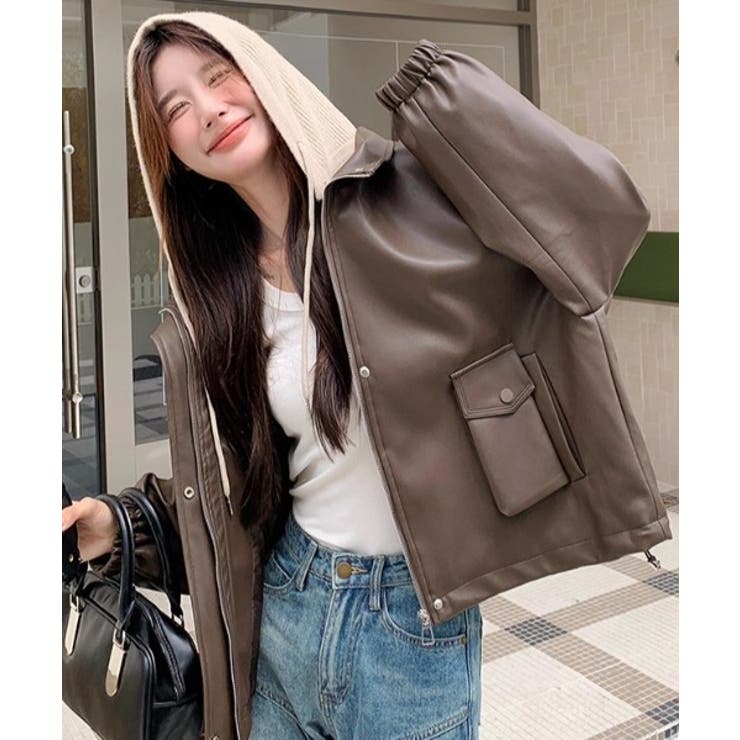 フード取り外せ合成皮革ジャケット | Ulysses | 詳細画像6