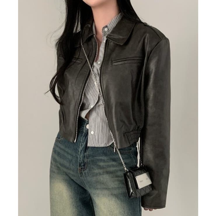 ブラック | 襟付きジップスPUレザージャケットジャケット | Ulysses