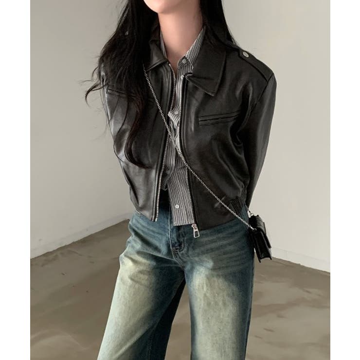 襟付きジップスPUレザージャケットジャケット | Ulysses | 詳細画像2