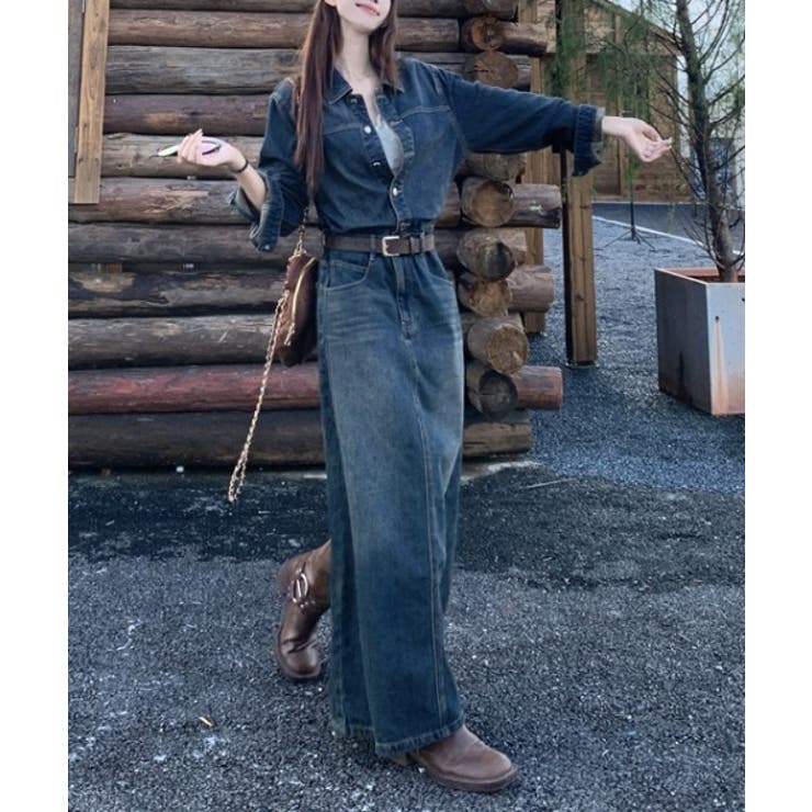 襟付きボタンでベルト付きデニムワンピース | Ulysses | 詳細画像4