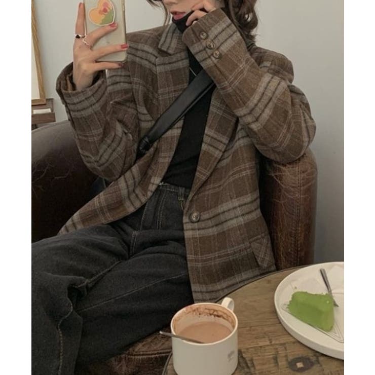 ポケットボタンでチェック柄スーツジャケット | Ulysses | 詳細画像3 