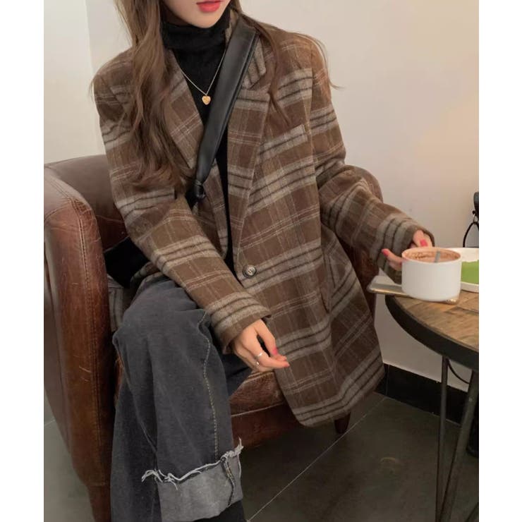 ポケットボタンでチェック柄スーツジャケット | Ulysses | 詳細画像5 