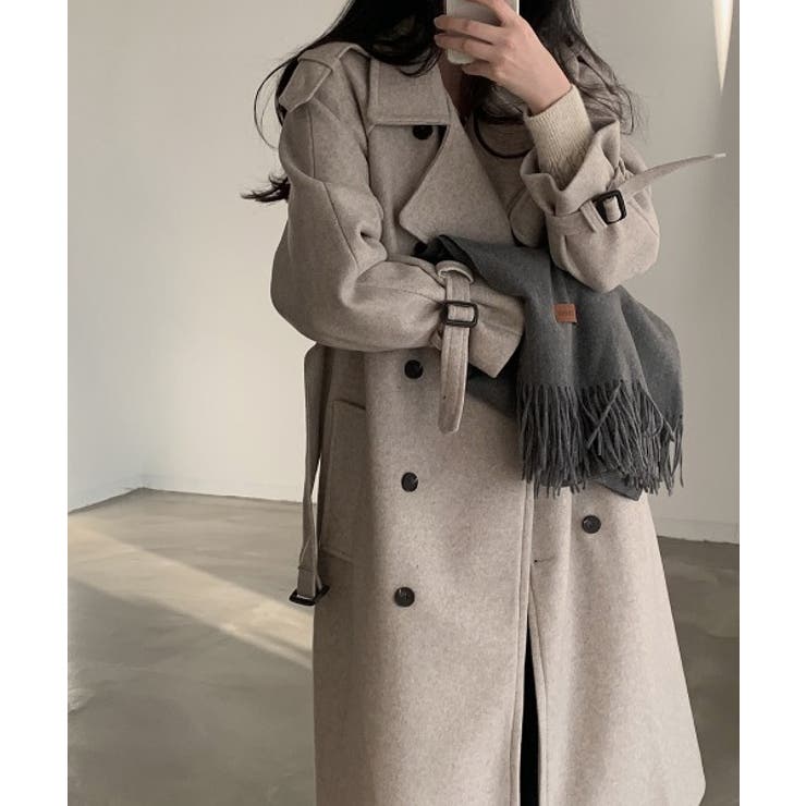 ベージュ | ダブルブレストリボンコート | Ulysses