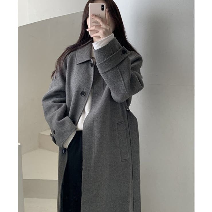 グレー | シングルブレストポケットリボンコート | Ulysses