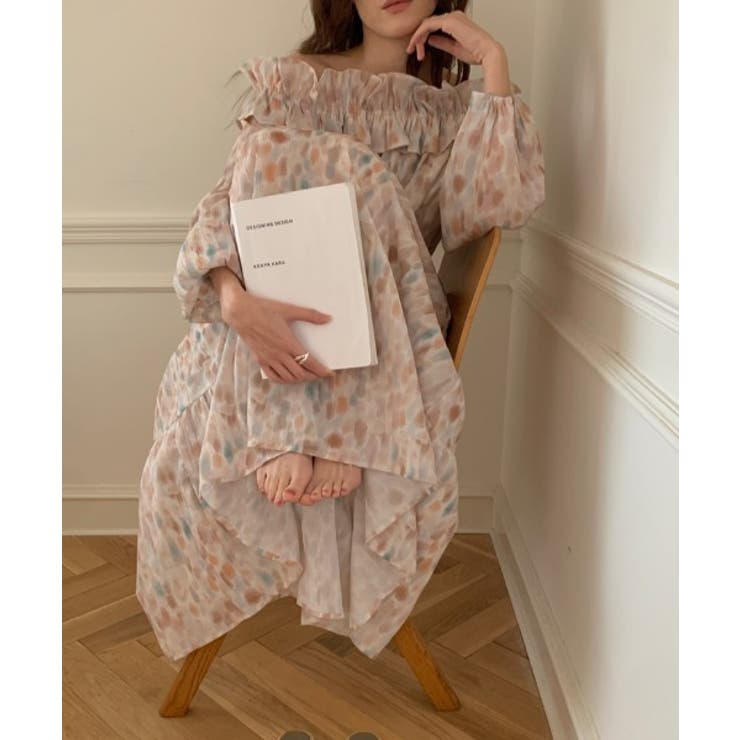 ボートネックフリル長袖ワンピース | Ulysses | 詳細画像2 