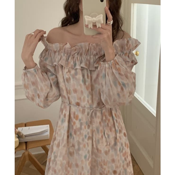 ボートネックフリル長袖ワンピース | Ulysses | 詳細画像3 