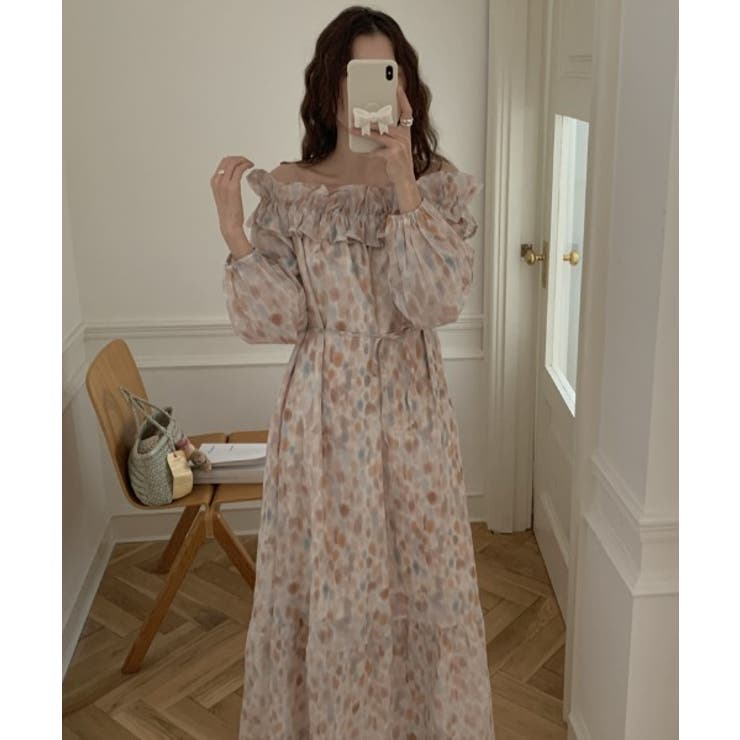 ボートネックフリル長袖ワンピース | Ulysses | 詳細画像4 