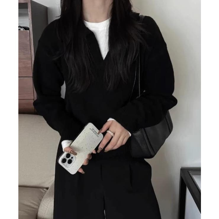 Vネックニット長袖トップス | Ulysses | 詳細画像1 