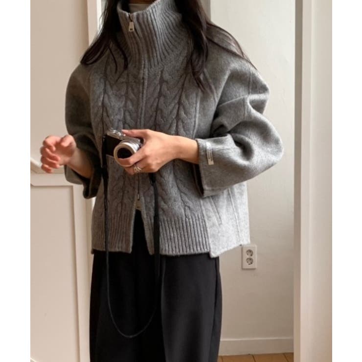 グレー | ハイネックダブルジップ切り替えジャケット | Ulysses