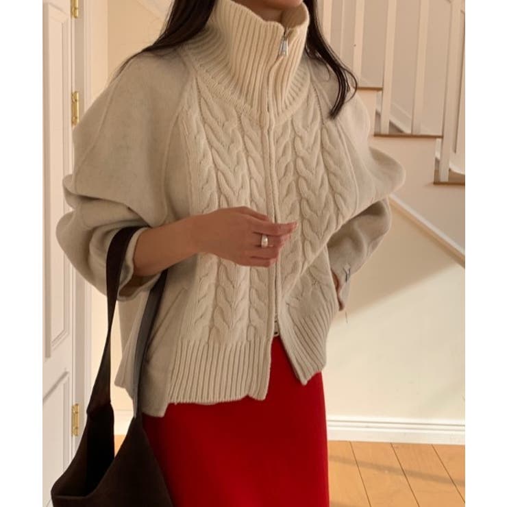 ベージュ | ハイネックダブルジップ切り替えジャケット | Ulysses