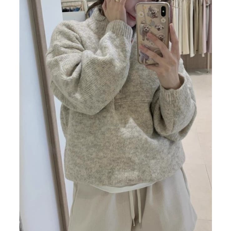 ハーフネックボタンでドローストリングニットトップス | Ulysses | 詳細画像1 