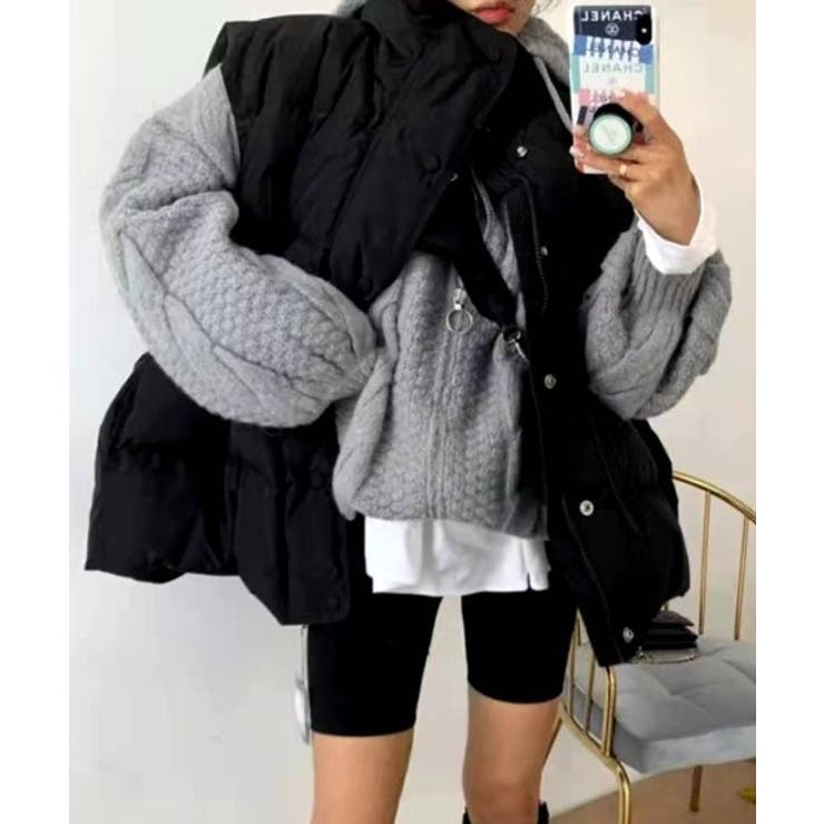 ブラック | スタンドカラージップスドローストリングファーベスト | Ulysses