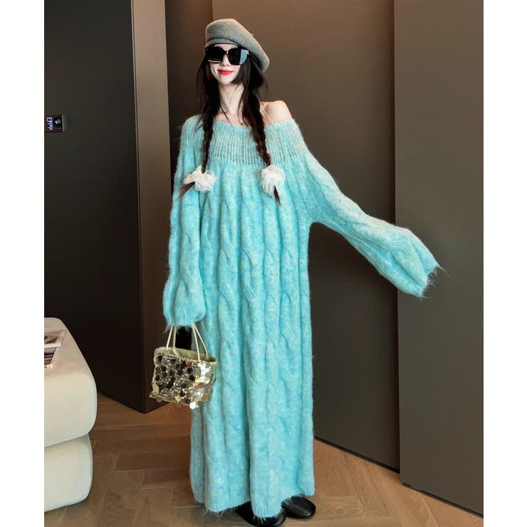 ブルー | ボートネックニットワンピース | Ulysses