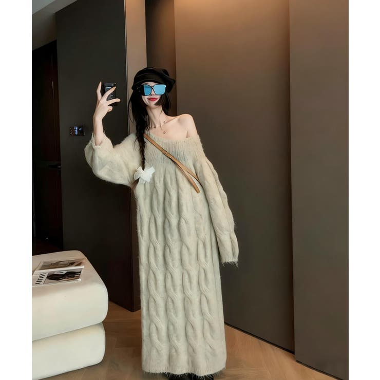 モカ | ボートネックニットワンピース | Ulysses