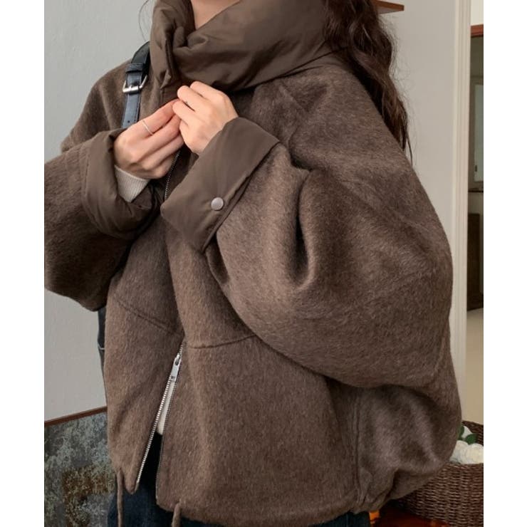 ブラウン | フード取り外せジップスドローストリングジャケットワイドパンツ | Ulysses