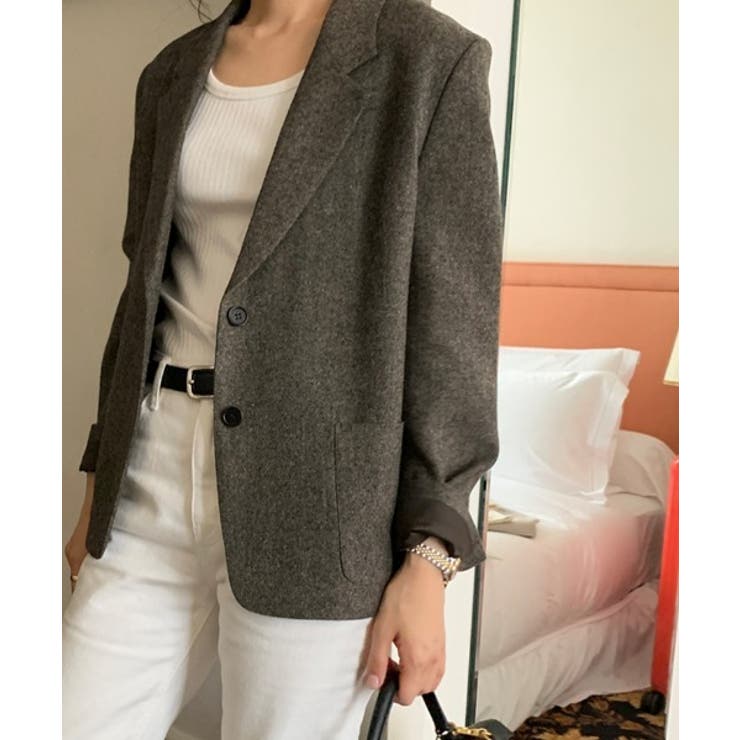 グレー | 襟付きボタンでスーツジャケット | Ulysses