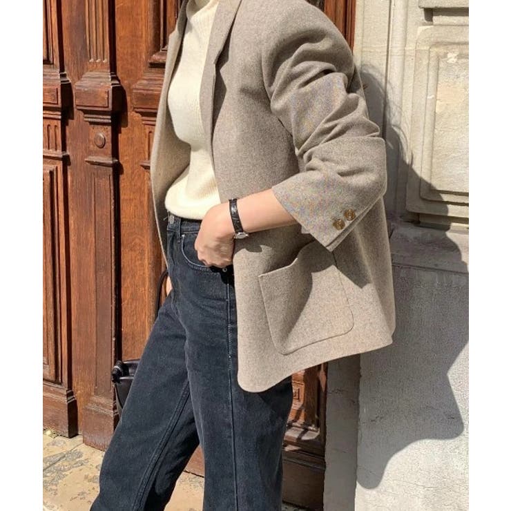 ベージュ | 襟付きボタンでスーツジャケット | Ulysses