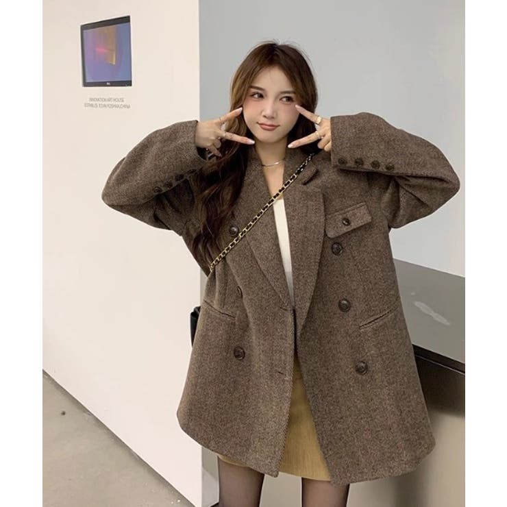 ブラウン | レギュラーカラーボタンでメルトンジャケット | Ulysses