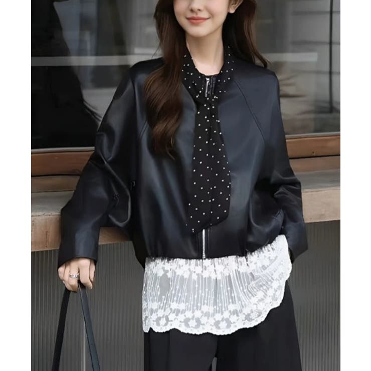 クルーネックジップスPUジャケット | Ulysses | 詳細画像1 