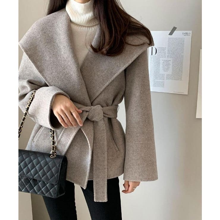 ライトグレー | 襟付きベルト付きメルトンジャケット | Ulysses