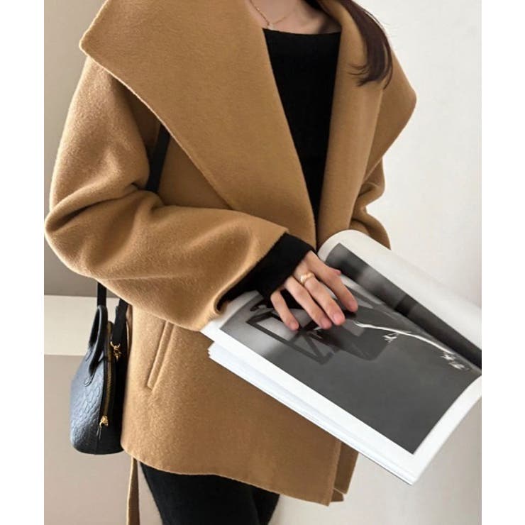 キャメル | 襟付きベルト付きメルトンジャケット | Ulysses