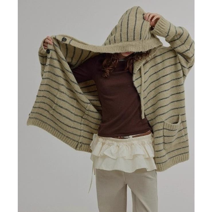 フード付きボーダー柄ニットジャケット | Ulysses | 詳細画像2 