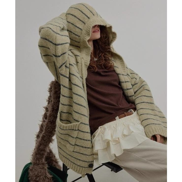 フード付きボーダー柄ニットジャケット | Ulysses | 詳細画像3 