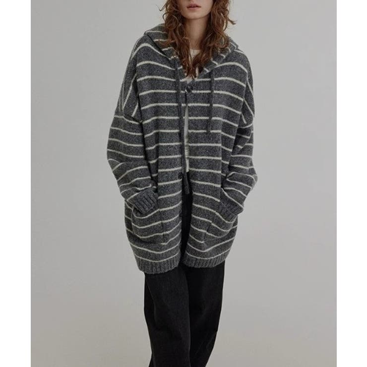 フード付きボーダー柄ニットジャケット | Ulysses | 詳細画像6 