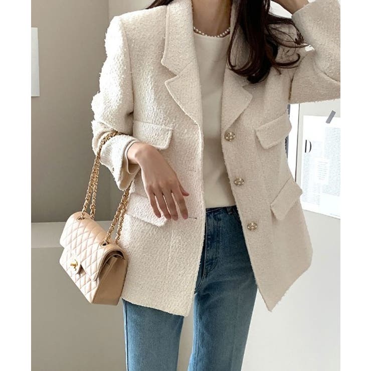 レギュラーカラーシングルブレストツイードスーツジャケット | Ulysses | 詳細画像3 