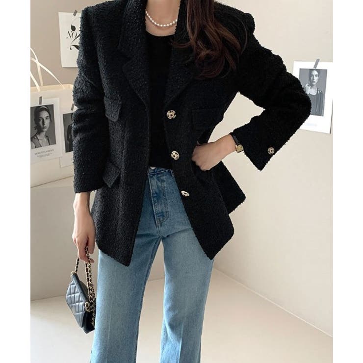 レギュラーカラーシングルブレストツイードスーツジャケット | Ulysses | 詳細画像5 