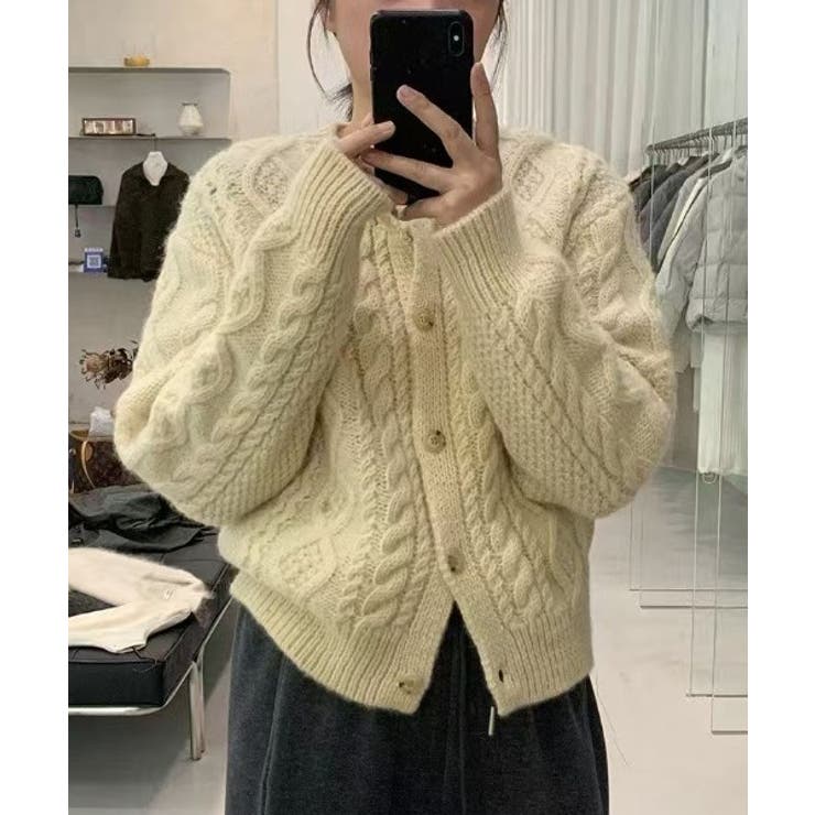 イエロー | クルーネックボタンでニットジャケット | Ulysses