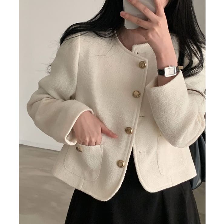 ノーカラーシングルブレストメルトンジャケット | Ulysses | 詳細画像1 