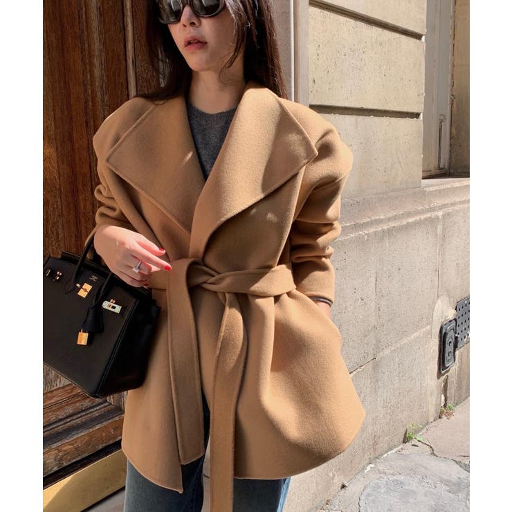 モカ | 襟付きベルト付きメルトンジャケット | Ulysses