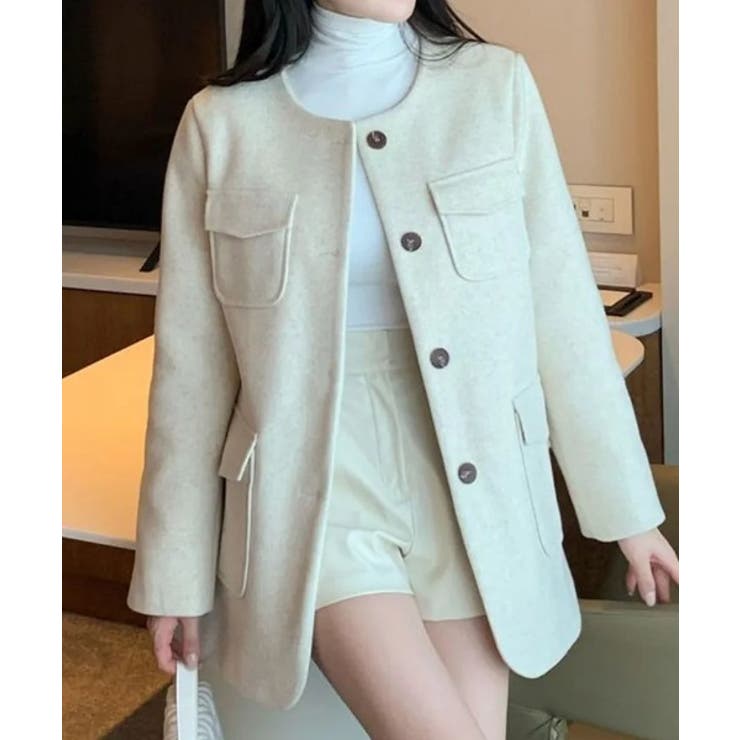 ノーカラーベルト付きメルトンジャケット | Ulysses | 詳細画像2 