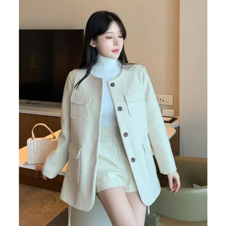 ノーカラーベルト付きメルトンジャケット | Ulysses | 詳細画像3 