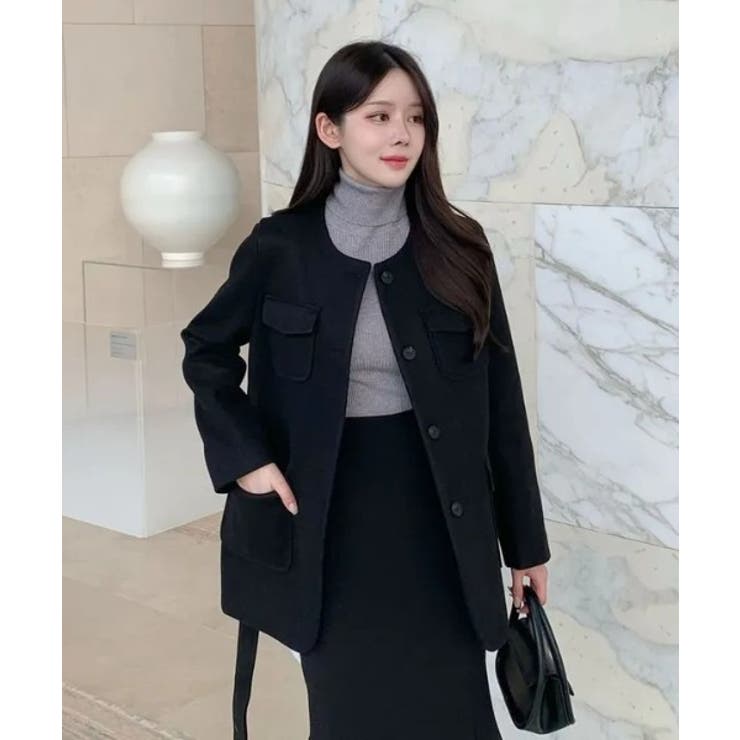 ノーカラーベルト付きメルトンジャケット | Ulysses | 詳細画像4 