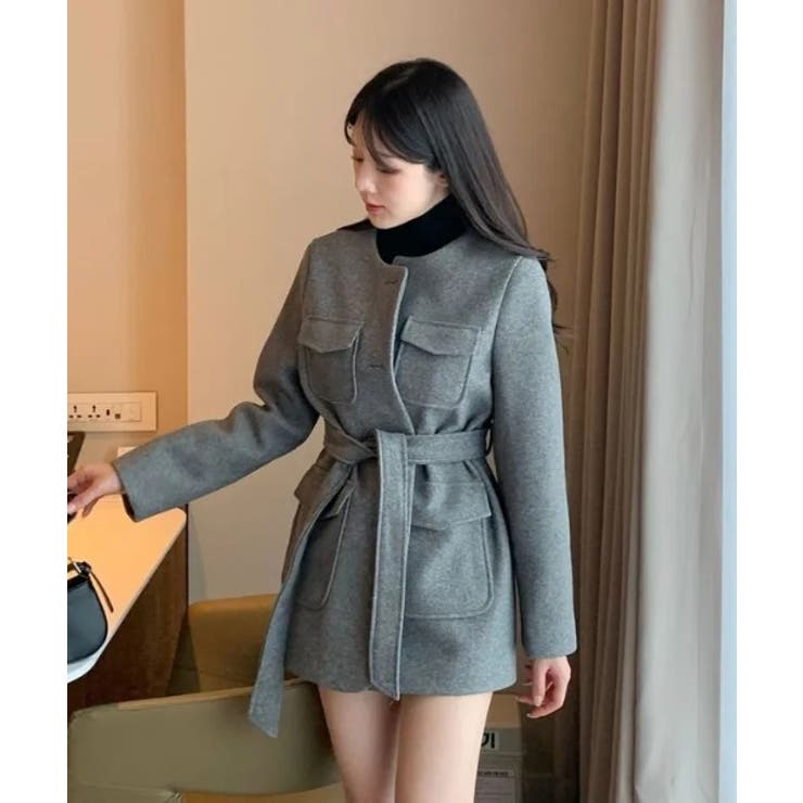 ノーカラーベルト付きメルトンジャケット[品番：NTRW0012281]｜Ulysses