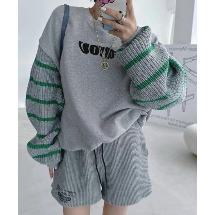 クルーネック切り替え長袖トップス | Ulysses | 詳細画像2 