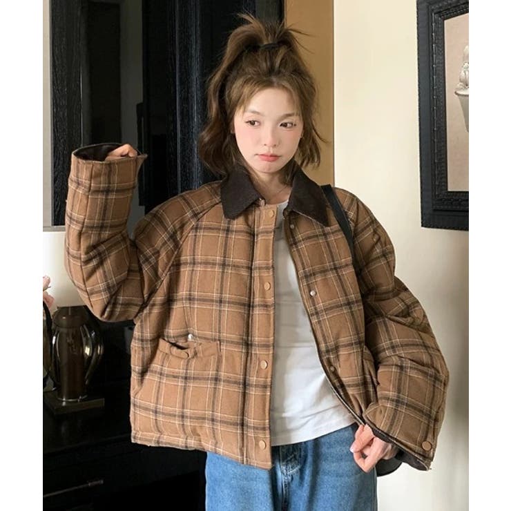 襟付きチェック柄ジップスジャケット[品番：NTRW0012308]｜Ulysses