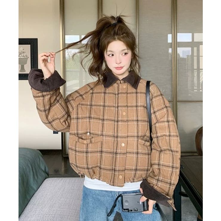 襟付きチェック柄ジップスジャケット[品番：NTRW0012308]｜Ulysses